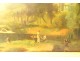 Large HST romantic landscape characters shepherds ruins river 19th century