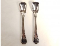 Pair of silver-plated salt spoons and shovels from the late 19th century