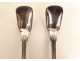 Pair of silver-plated salt spoons and shovels from the late 19th century