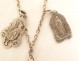 Chain of religious medals silver Christ Ste Anne Bernadette shell 20th century