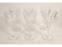 6 Saint-Louis cut crystal water glasses, Bristol model, 20th century