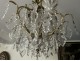 Cage chandelier 6 lights gilded bronze cut crystal flower pendants 19th century