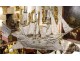 Chandelier boat crystal pearl three-masted sailing ship flag France 19th century