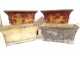 Pair of Empire planters, painted sheet metal, gilding, mythological chariot gods, 19th century