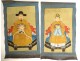 Pair of small Chinese paintings portraits of a couple of ancestors and dignitaries from the 19th century