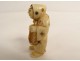 Netsuke Katabori character swivel head basket carved ivory Japan 19th century