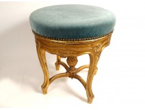 Louis XV piano stool carved wood gilded flowers late 19th century