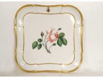 Presentation tray porcelain service Paris coat of arms blazon flower 19th century