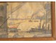 Watercolor Louis Robert Antral view of port boats Le Havre Normandy 20th century