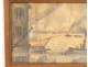 Watercolor Louis Robert Antral view of port boats Le Havre Normandy 20th century