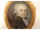 Painted miniature 18K gold brooch portrait René Ange de la Guerrande 18th century