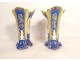 Pair of polychrome Paris porcelain vases Louis-Philippe flowers 19th century