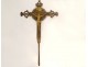 Processional cross crucifix Christ Virgin silvered gilded bronze 19th century