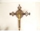 Processional cross crucifix Christ Virgin silvered gilded bronze 19th century