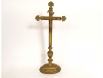 Altar crucifix Christ cross bronze palmettes 18th century