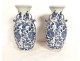 Pair of Chinese porcelain baluster vases, white and blue, peonies, Chenghua, 20th century