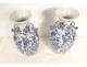 Pair of Chinese porcelain baluster vases, white and blue, peonies, Chenghua, 20th century