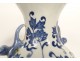 Pair of Chinese porcelain baluster vases, white and blue, peonies, Chenghua, 20th century