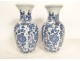 Pair of Chinese porcelain baluster vases, white and blue, peonies, Chenghua, 20th century