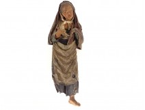 Neapolitan santon polychrome terracotta woman nativity scene sculpture 18th century