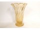 Large Murano glass vase twisted with gold inclusions on foot Venice Italy 20th century