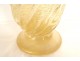 Large Murano glass vase twisted with gold inclusions on foot Venice Italy 20th century