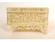 Box cigarette case carved bone Canton characters landscapes China 19th century