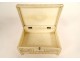 Box cigarette case carved bone Canton characters landscapes China 19th century