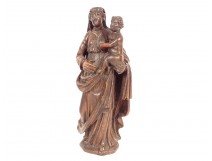 Carved oak sculpture Virgin and Child North France Haute Epoque 17th century