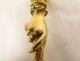 Seal stamp gilded bronze hand ring flowers Delbrouck late 19th century