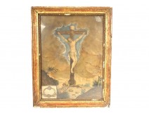 Watercolor crucifixion Christ attributes Passion serpent Jerusalem 1821 XIXth