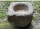 Old granite holy water stoup with ears, Brittany, 13th century