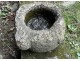 Old granite holy water stoup with ears, Brittany, 13th century