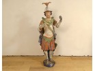 Grande statue religieuse Saint Florian soldat bois sculpté polychrome XVIIè