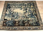 Grande tapisserie Aubusson paysage verdure fable Renard Cigogne oiseaux 18è