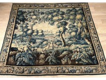 Large Aubusson tapestry landscape greenery fable Fox Stork birds 18th century