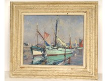 HST marine painting Gaston Leenaerts fishing boats port Concarneau 20th century