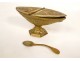 Bronze incense burner shuttle spoon church mass mandorla foliage 19th century