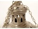 Neo-gothic incense burner solid silver Minerva metal chains church 19th century