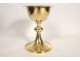 Chalice paten agent vermeil Minerva Henri Nesme cross case PB 409gr 20th century