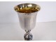 Solid silver chalice bronze foot Vieillard Paris paten Rooster early 19th century