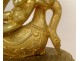 Restoration clock gilded bronze porcelain Sèvres Love swan dolphin 19th century