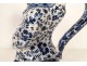 Anthropomorphic pitcher Jacquot Delft earthenware white blue man flowers 19th century