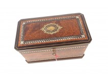 Tea box inlaid with mother-of-pearl and brass Maison Giroux Paris Napoleon III 19th century