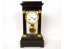 Regulator clock with blackened wood columns, gilded bronze, Napoleon III, 19th century