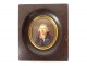 Painted miniature portrait man gentleman noble Empire wooden frame 19th century