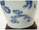 White blue porcelain baluster vase China Buddhist lions dogs Fô XIXth