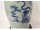 White blue porcelain baluster vase China Buddhist lions dogs Fô XIXth