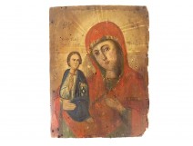 Greek Orthodox Icon HSP Virgin Child Right-handed Mother God Theotokos 19th