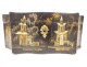 Tea box lacquered wood gilded Chinese characters pagodas garden China 19th century